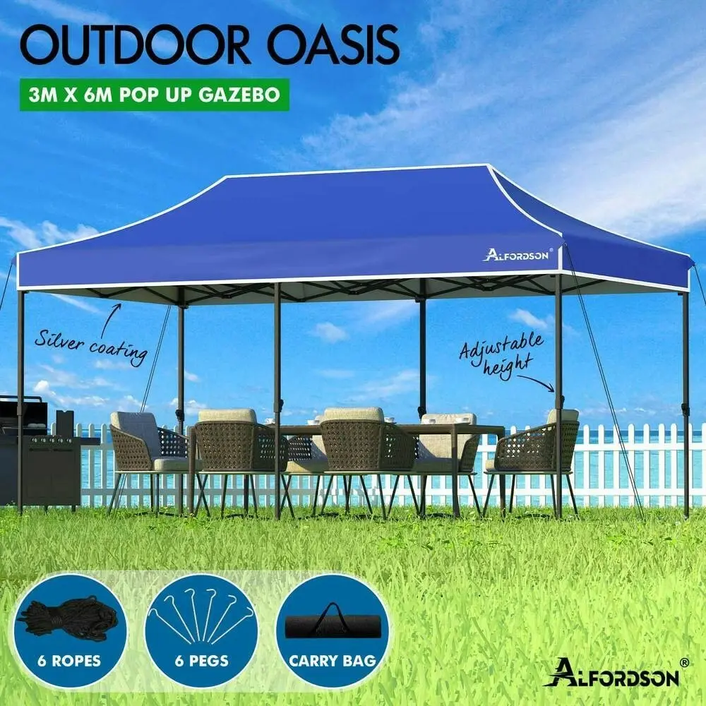 Alfordson Gazebo 3x6 Pop Up Marquee Outdoor Folding Tent Wedding Canopy Blue