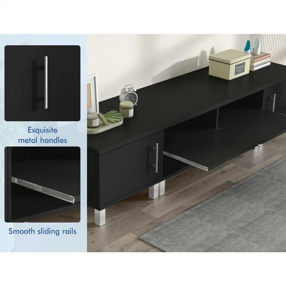 Alfordson Entertainment Unit TV Cabinet Stand 190cm Black