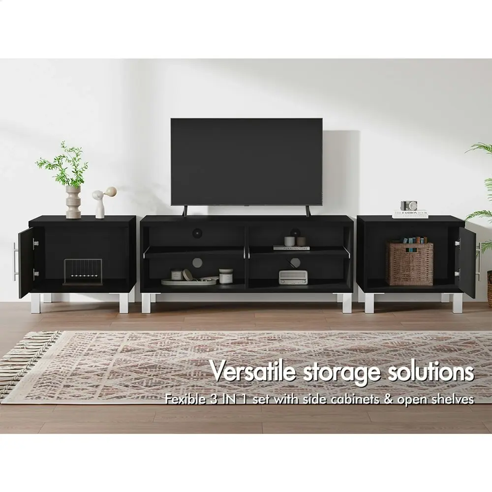 Alfordson Entertainment Unit TV Cabinet Stand 190cm Black