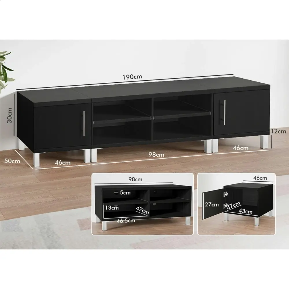 Alfordson Entertainment Unit TV Cabinet Stand 190cm Black