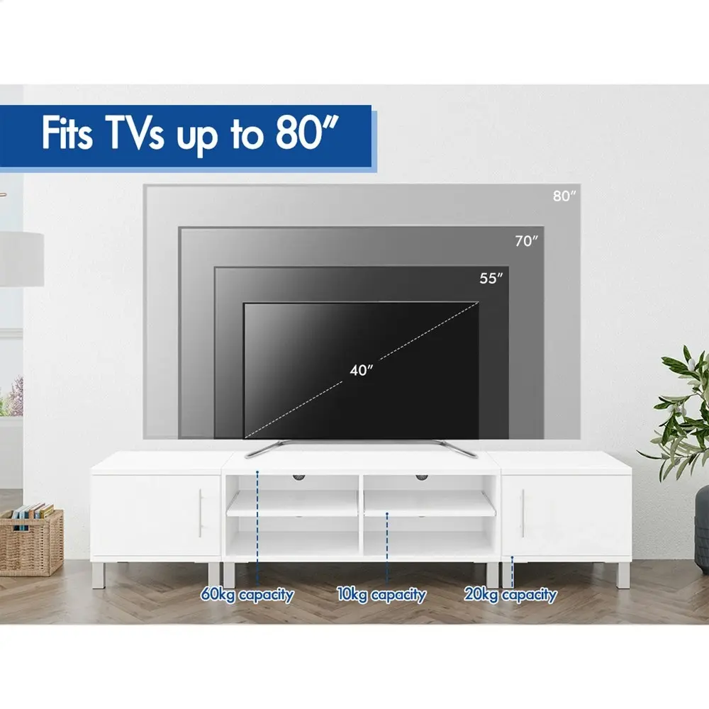 Alfordson Entertainment Unit TV Cabinet Stand 190cm White