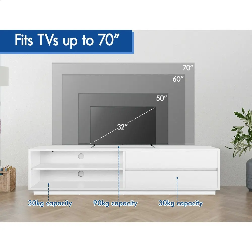 Alfordson Entertainment Unit TV Cabinet Stand Storage Drawer 180cm White