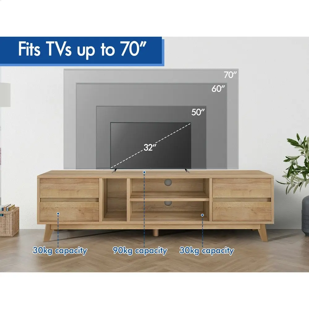 Alfordson Entertainment Unit TV Cabinet Stand 180cm Oak