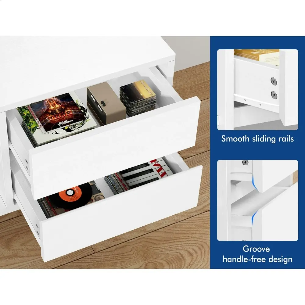 Alfordson Entertainment Unit TV Cabinet Stand 180cm White