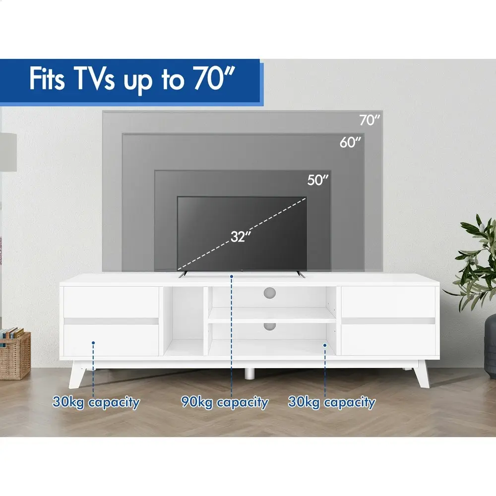 Alfordson Entertainment Unit TV Cabinet Stand 180cm White