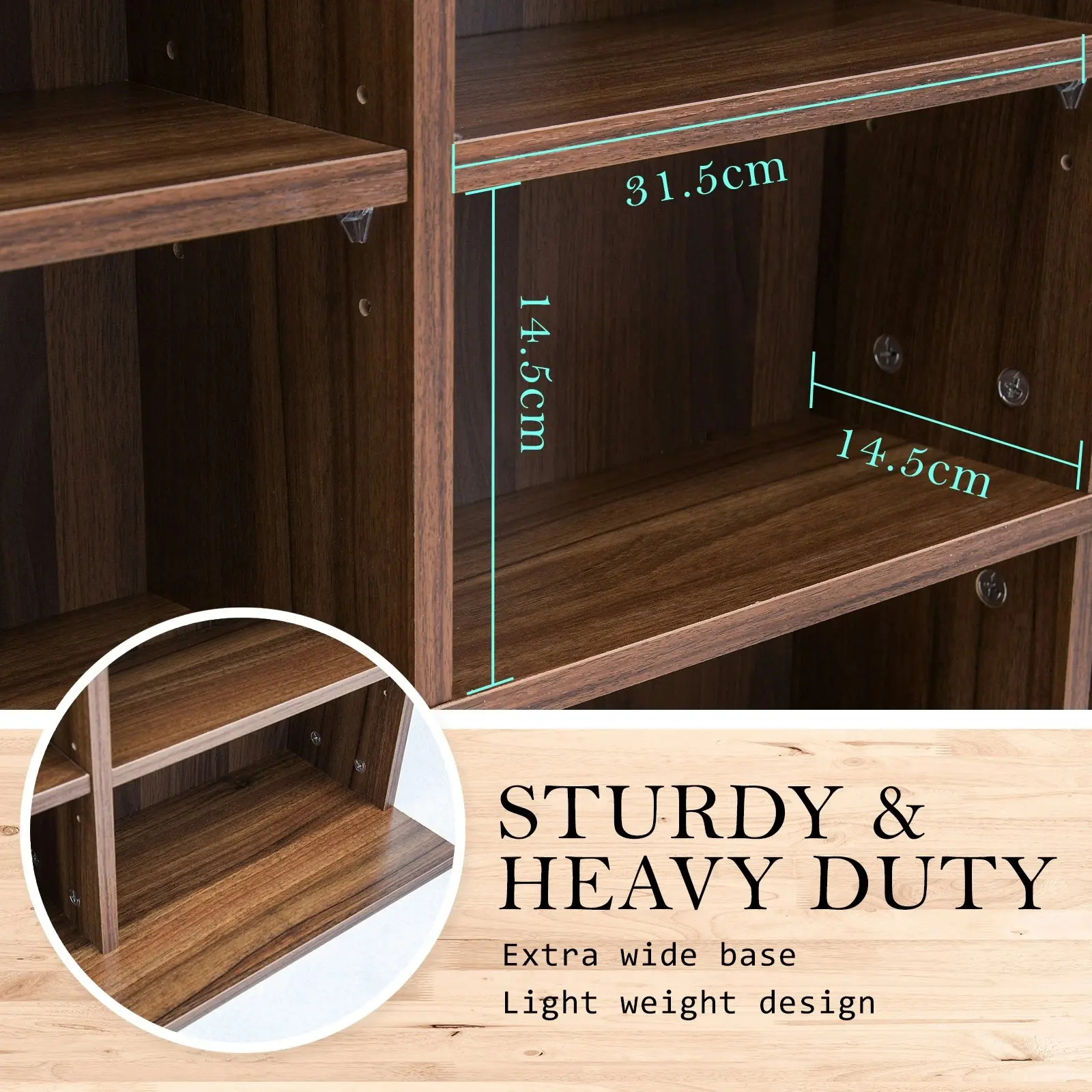 Adjustable Shelves CD DVD Bookcase Storage Shelf - ESPRESSO