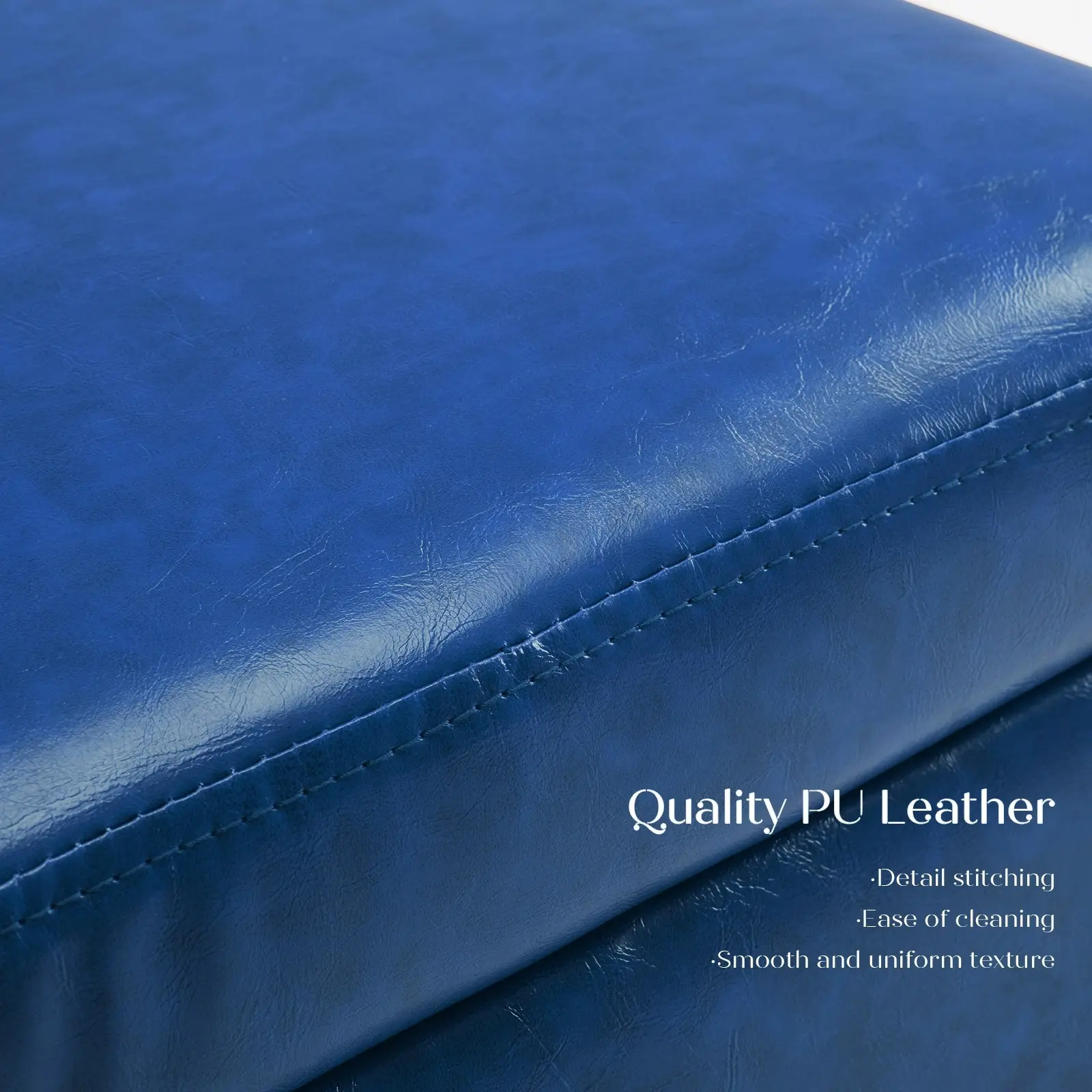 45cm Storage Ottoman Cube PU Leather - BLUE