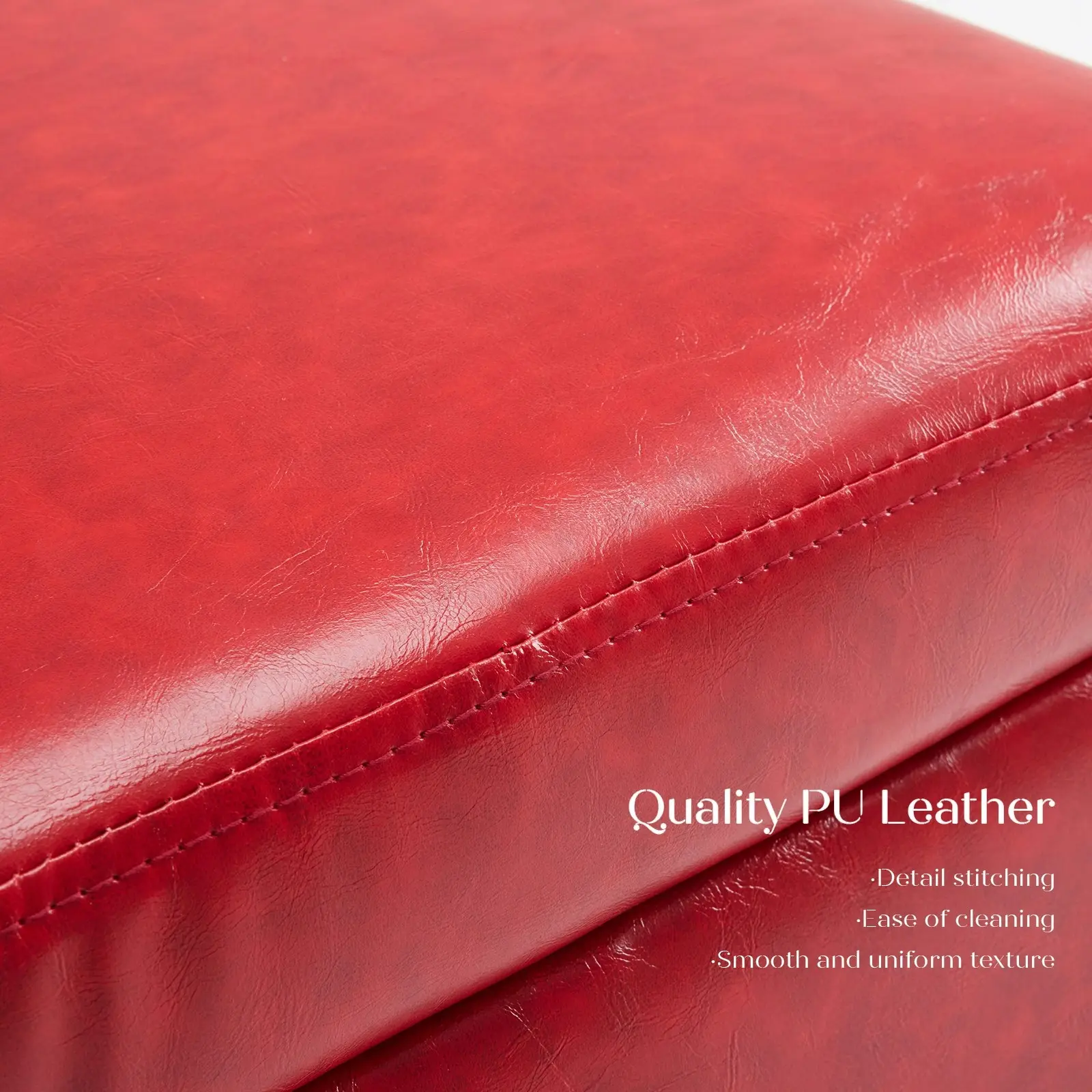 45cm Storage Ottoman Cube PU Leather - RED