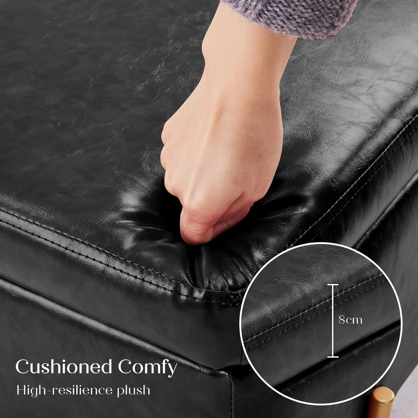 97cm Storage Ottoman PU Leather - BLACK