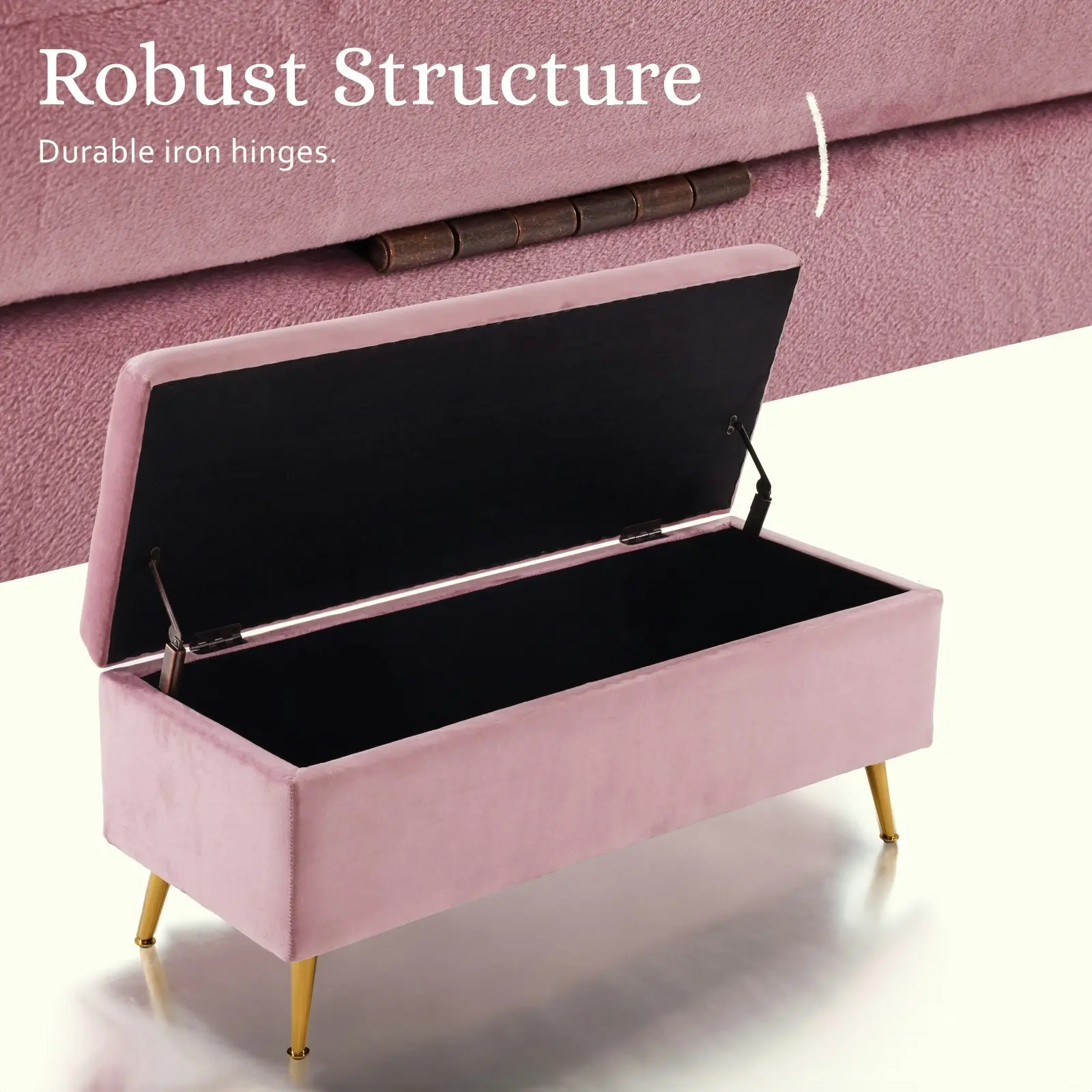 110cm Storage Ottoman Velvet - PINK