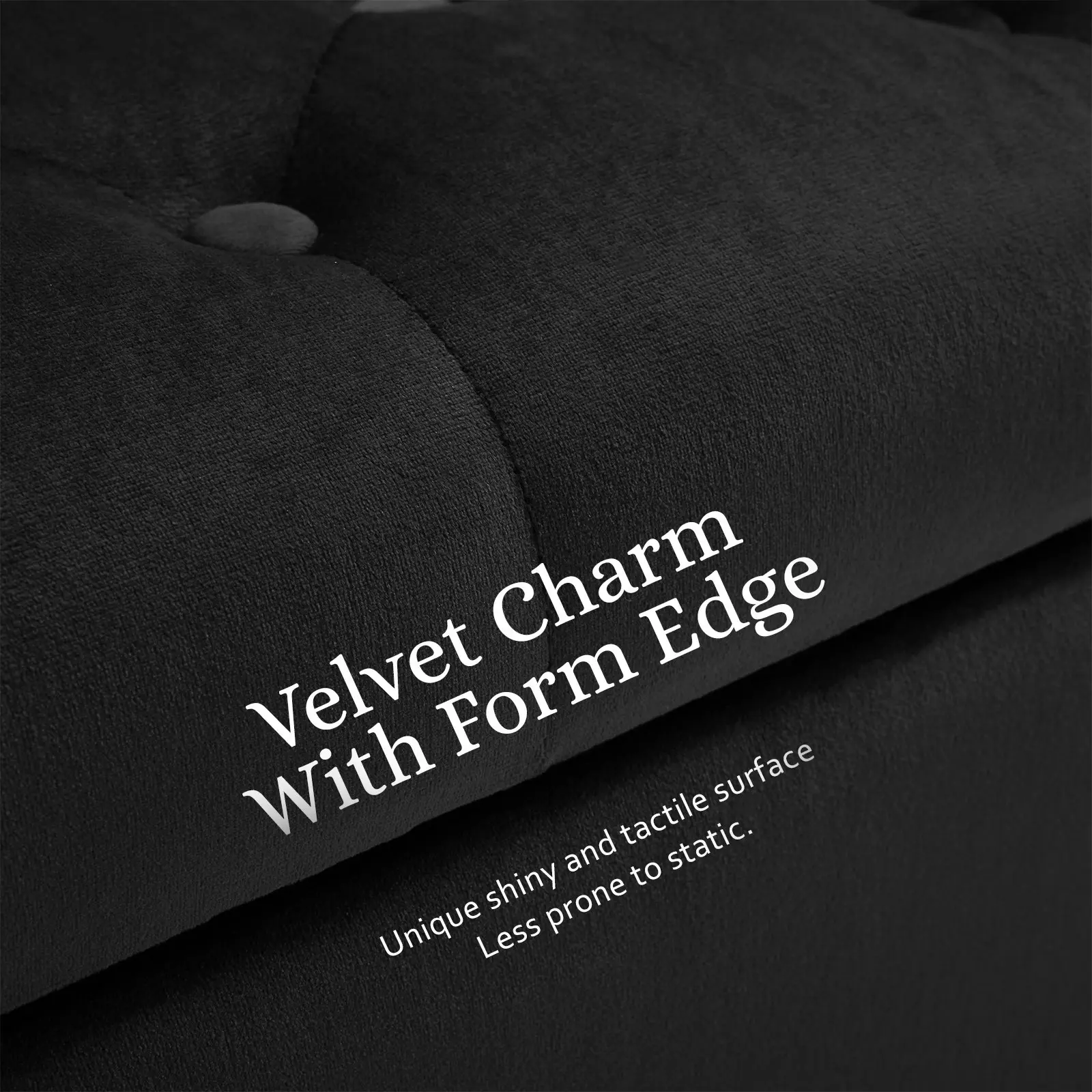 132cm Storage Ottoman Arm Velvet - BLACK