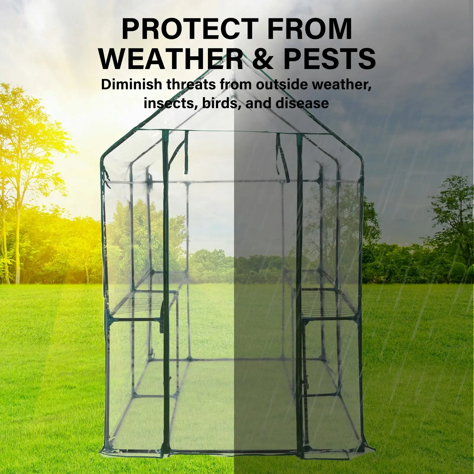 190cm Greenhouse PVC Apex Roof Cover Only - CLEAR