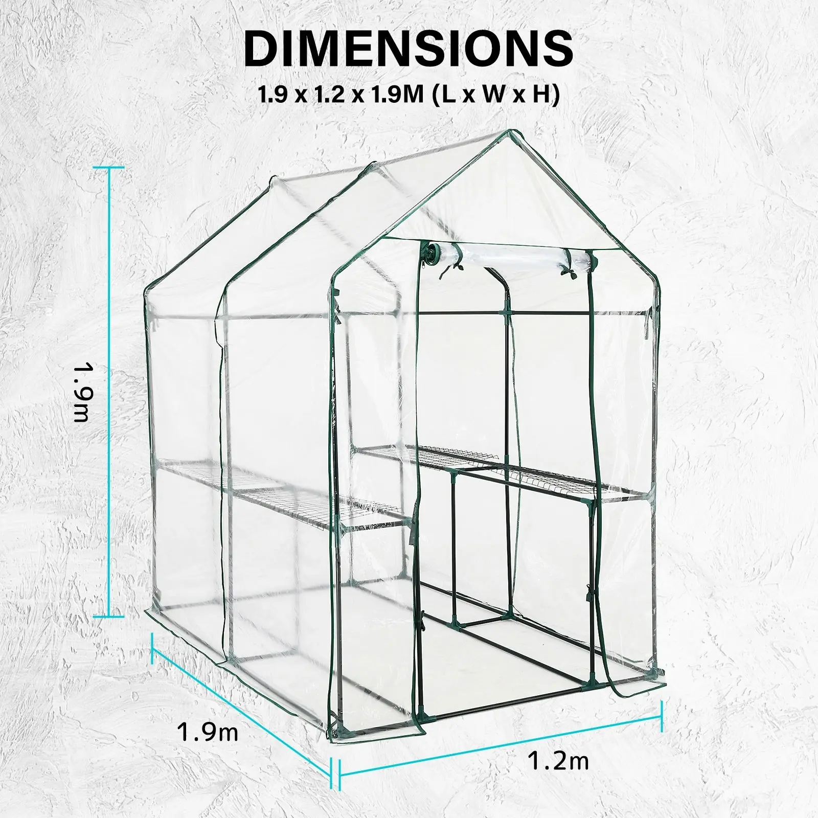 190cm Greenhouse PVC Apex Roof Cover Only - CLEAR