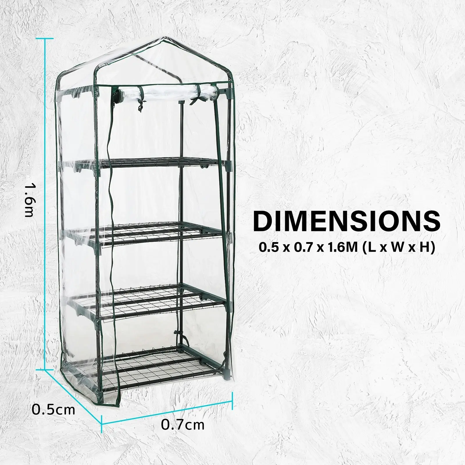 4 Tier Greenhouse Mini PVC Apex Roof Cover Only - CLEAR