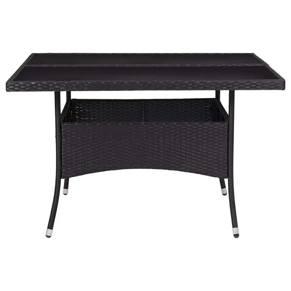 Outdoor Dining Table Black Poly Rattan and Glass 46189