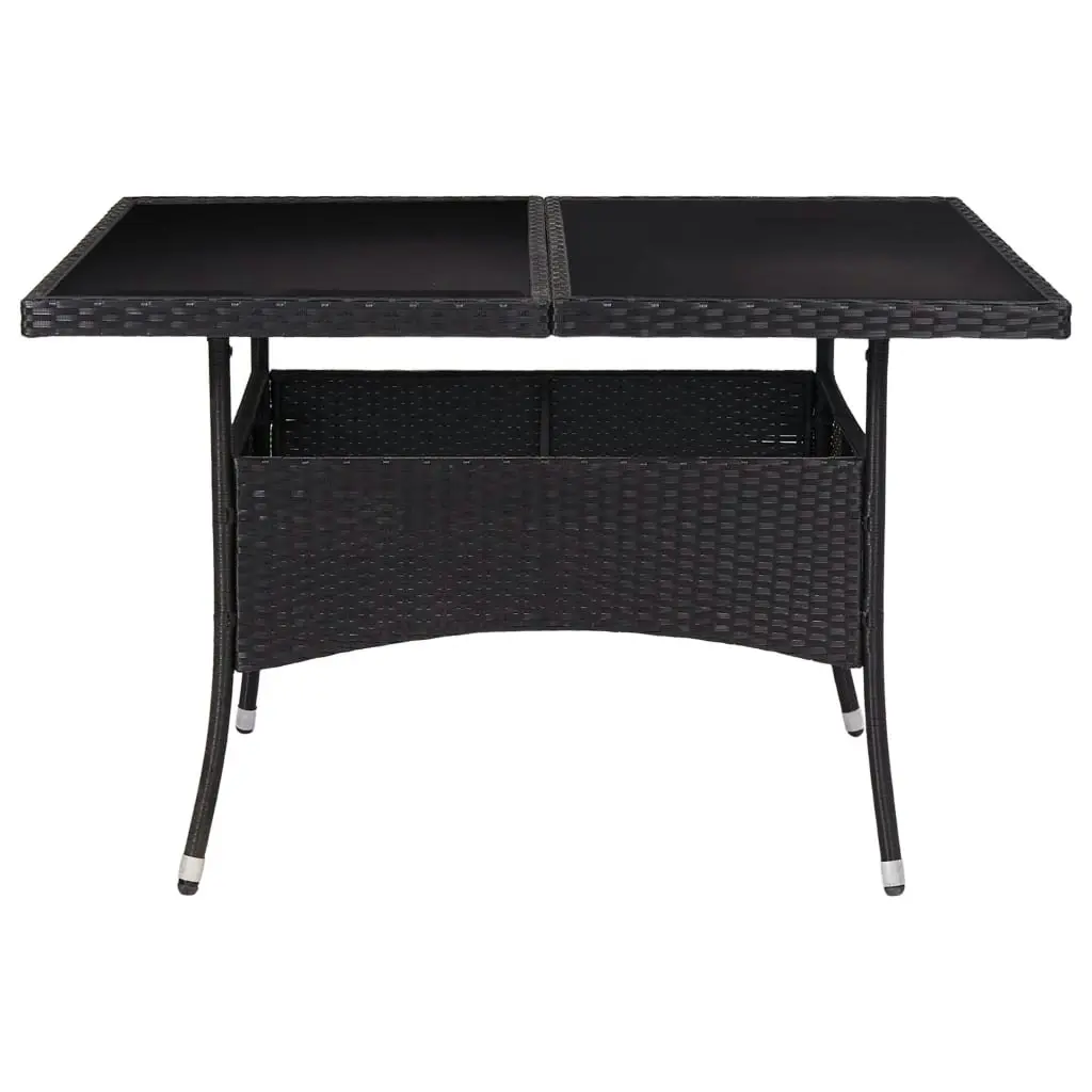 Outdoor Dining Table Black Poly Rattan and Glass 46189