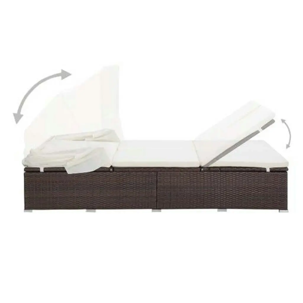 2-Person Sunbed with Cushion Poly Rattan Brown 310234