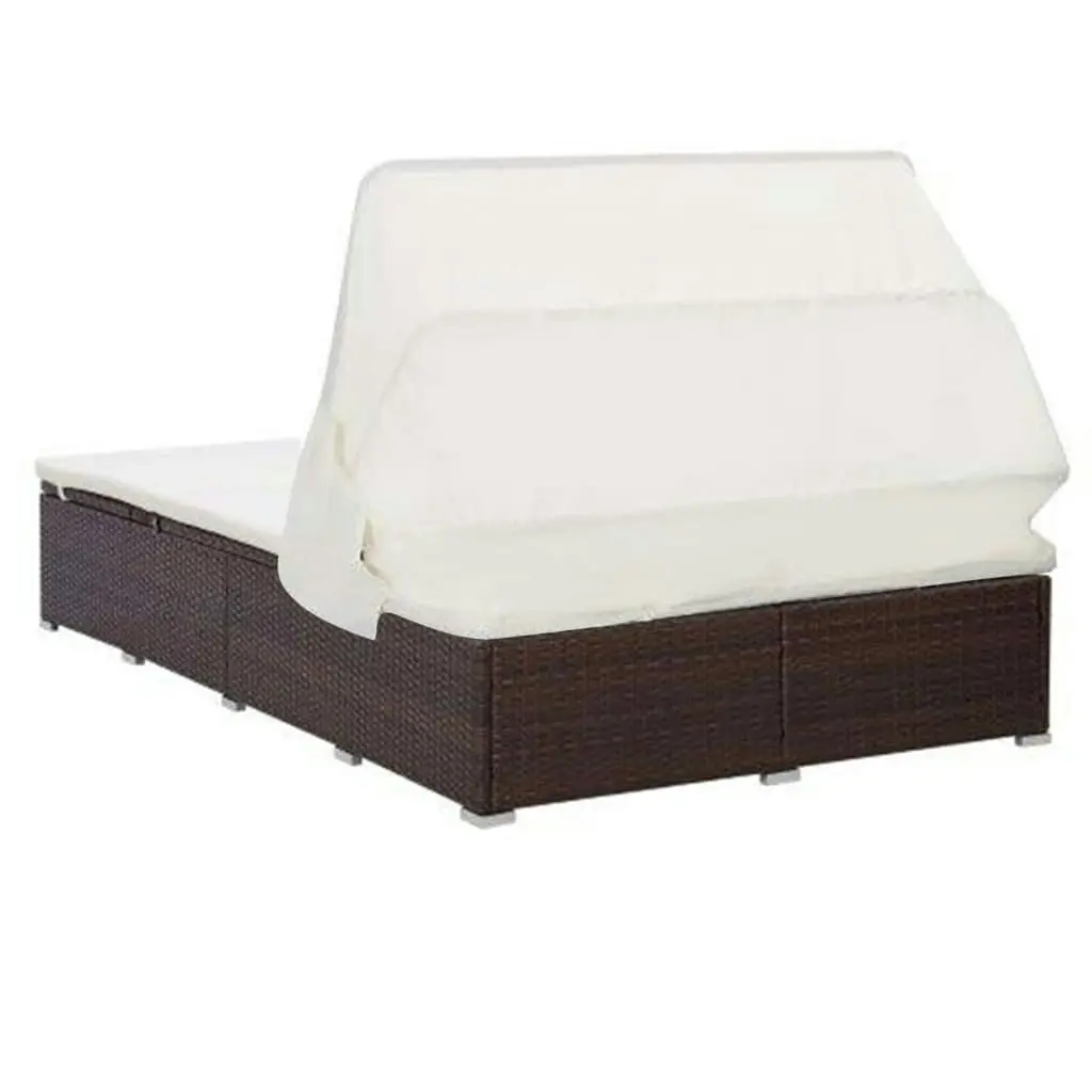 2-Person Sunbed with Cushion Poly Rattan Brown 310234