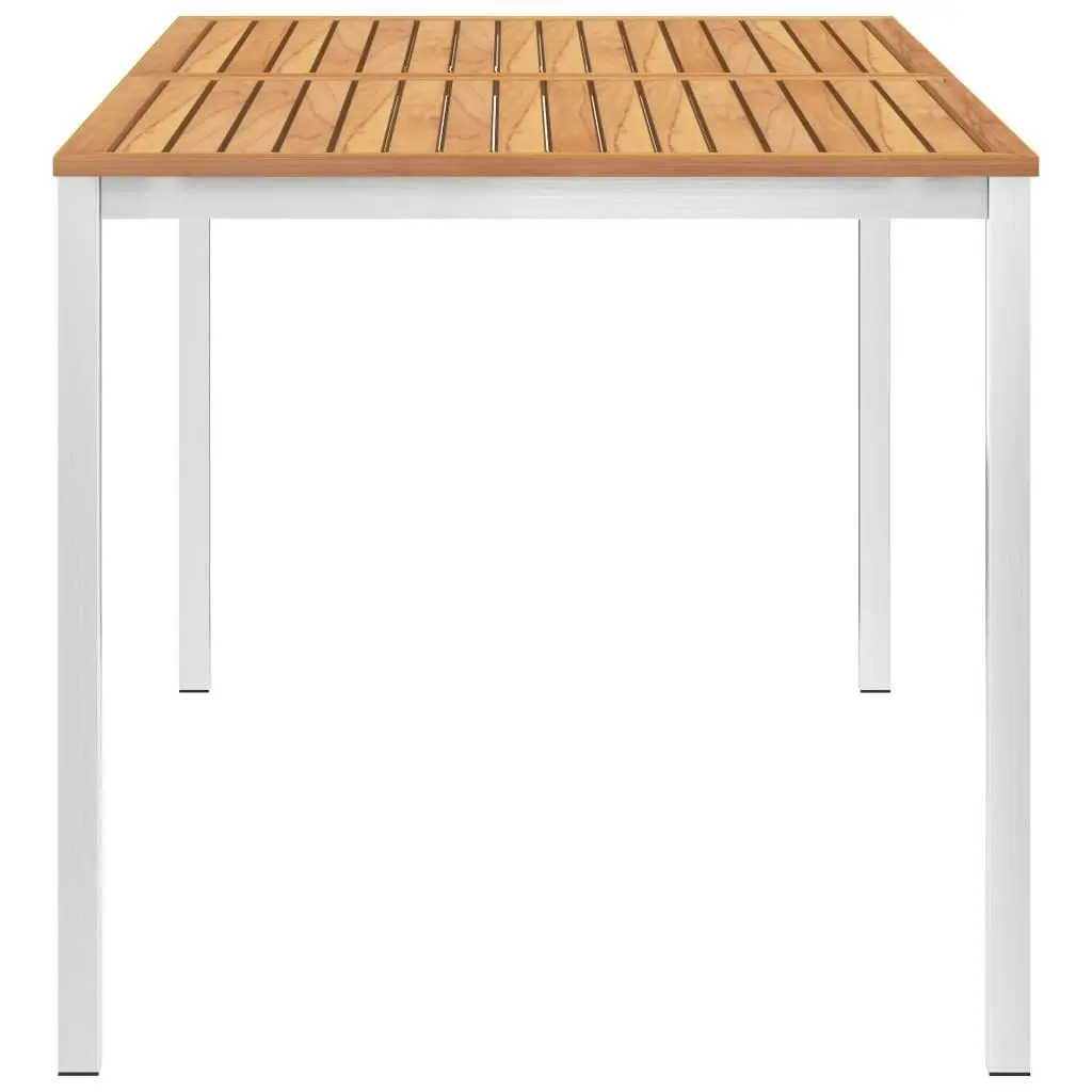 Garden Dining Table 160x80x75 cm Solid Teak Wood and Stainless Steel 46519