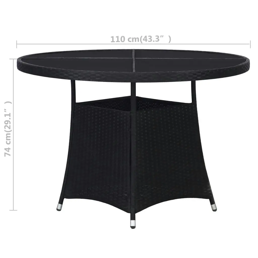 Garden Table Black Ø110x74 cm Poly Rattan 318711