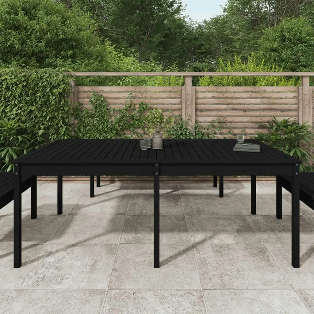 Garden Table Black 203.5x100x76 cm Solid Wood Pine 823987