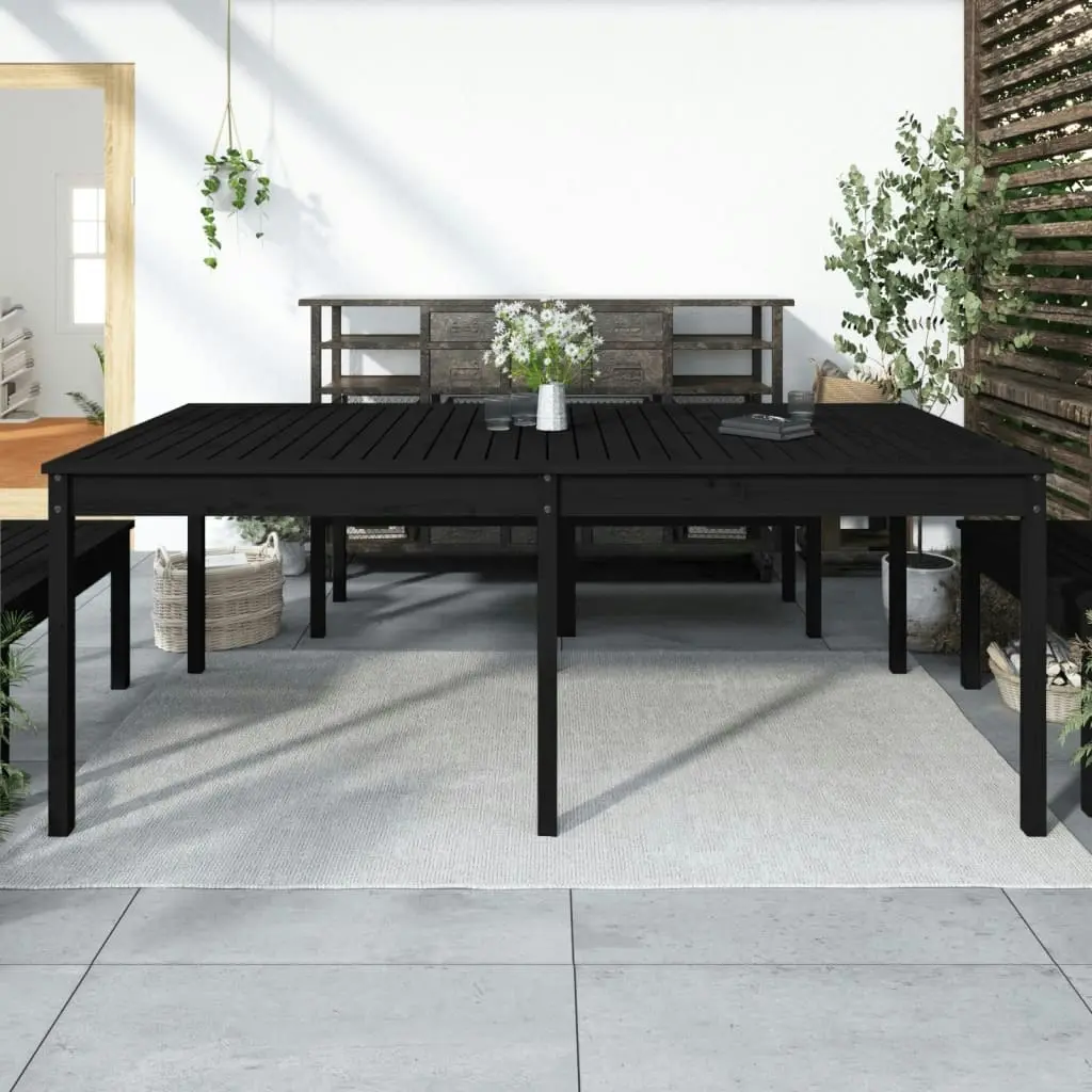 Garden Table Black 203.5x100x76 cm Solid Wood Pine 823987