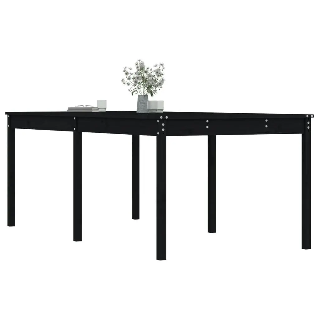 Garden Table Black 203.5x100x76 cm Solid Wood Pine 823987