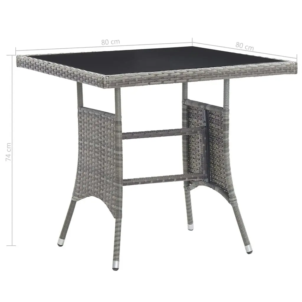 Garden Table Grey 80x80x74 cm Poly Rattan 318715