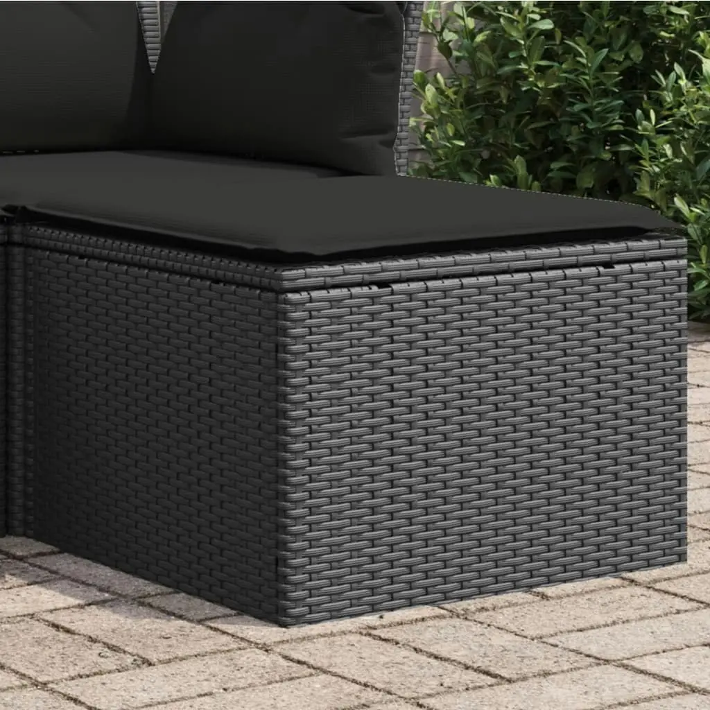 Garden Stool with Cushion Black 55x55x37 cm Poly Rattan 365966