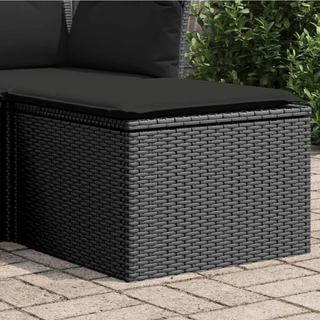 Garden Stool with Cushion Black 55x55x37 cm Poly Rattan 365968