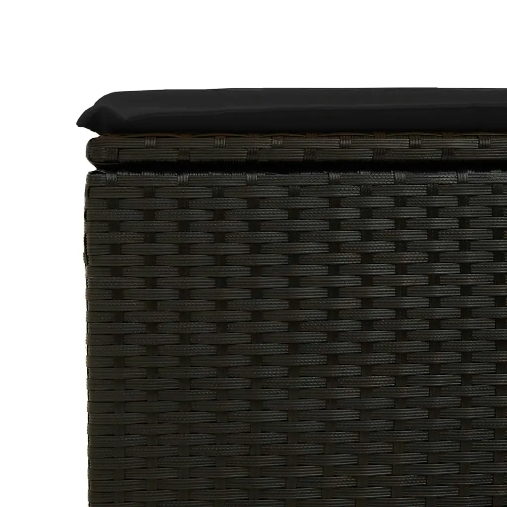 Garden Stool with Cushion Black 55x55x37 cm Poly Rattan 365968