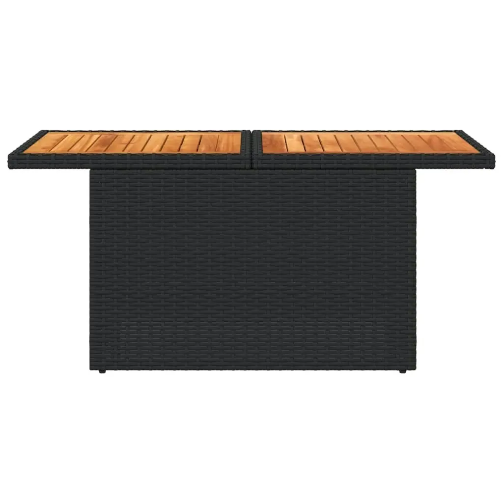 Garden Table Black 100x55x73 cm Poly Rattan and Acacia Wood 365976