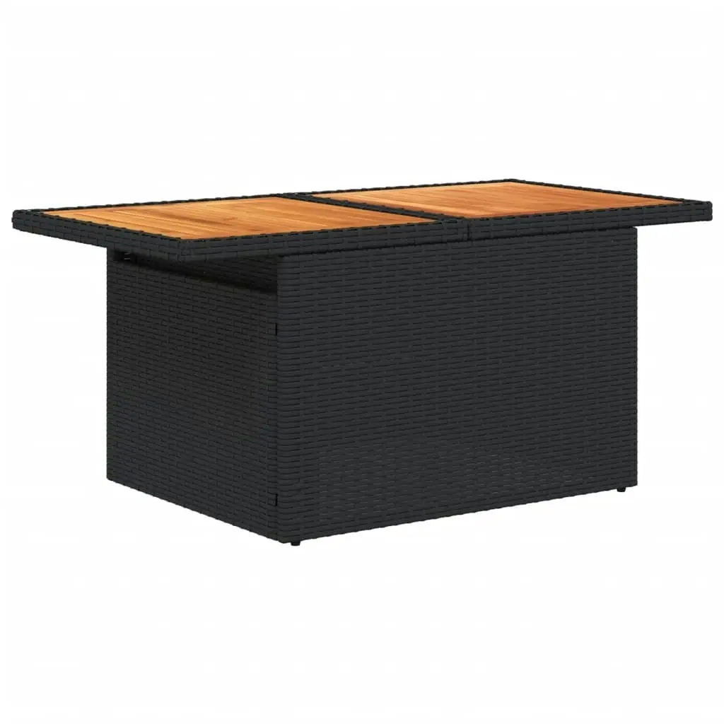 Garden Table Black 100x55x73 cm Poly Rattan and Acacia Wood 365976