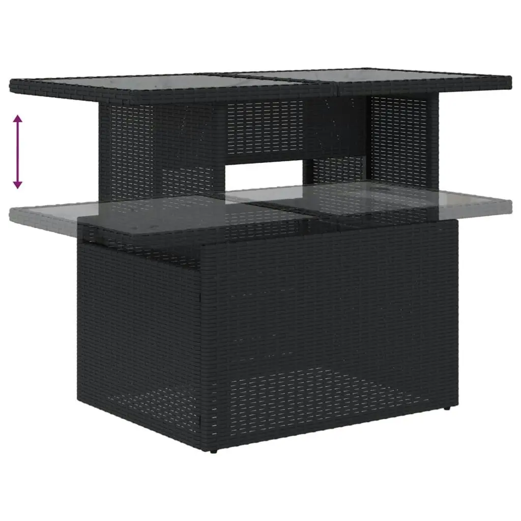 Garden Table with Glass Top Black 100x55x73 cm Poly Rattan 365970