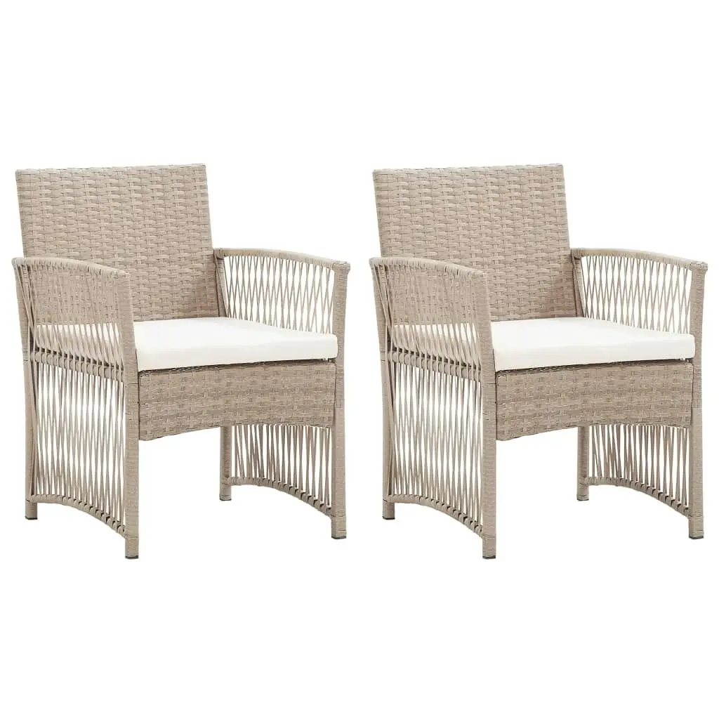 Garden Armchairs with Cushions 2 pcs Beige Poly Rattan 363408