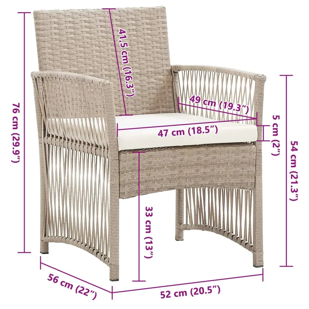 Garden Armchairs with Cushions 2 pcs Beige Poly Rattan 363408