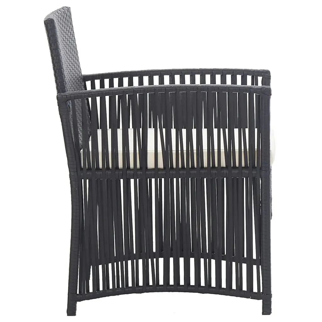 Garden Armchairs with Cushions 2 pcs Black Poly Rattan 363406