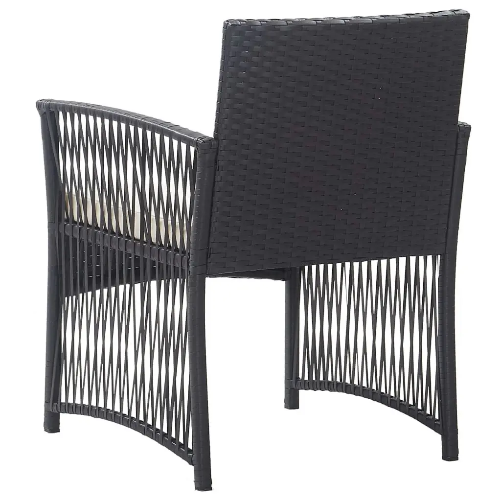 Garden Armchairs with Cushions 2 pcs Black Poly Rattan 363406