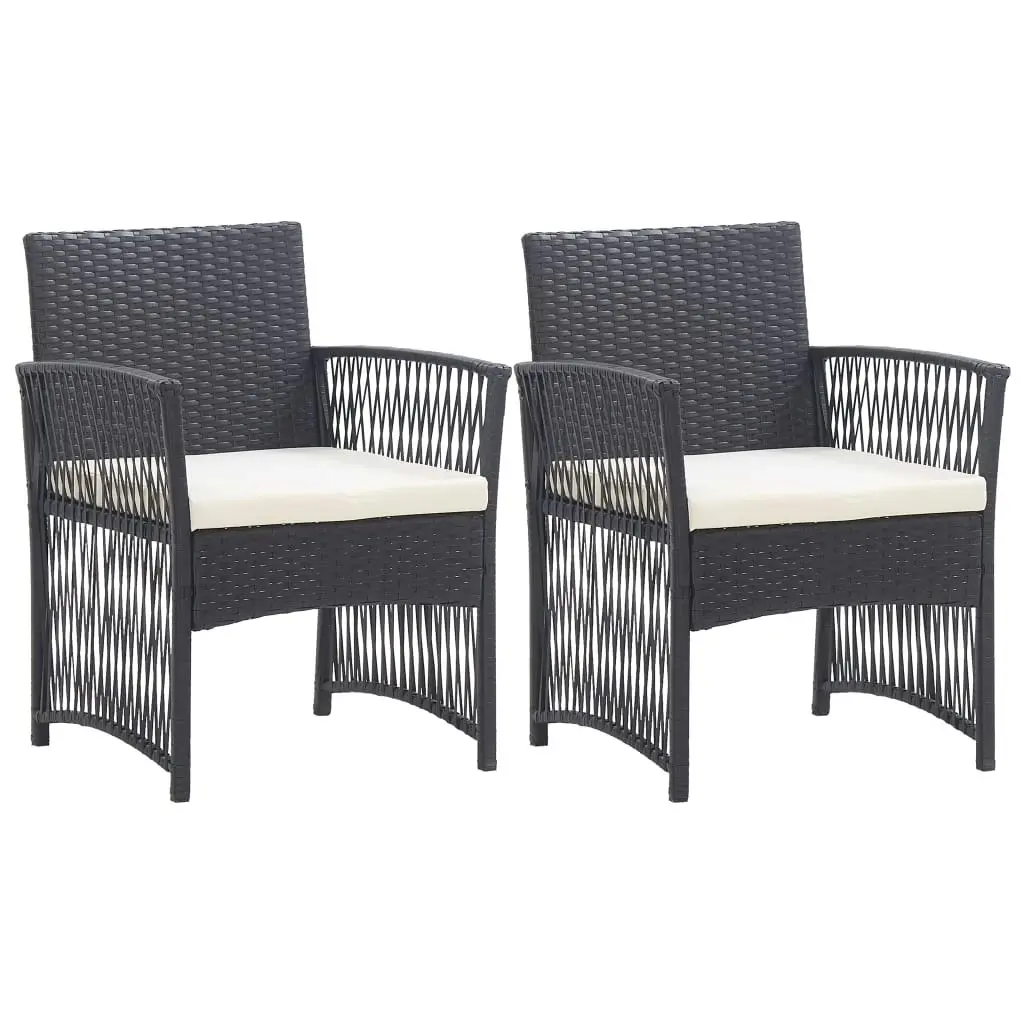 Garden Armchairs with Cushions 2 pcs Black Poly Rattan 363406