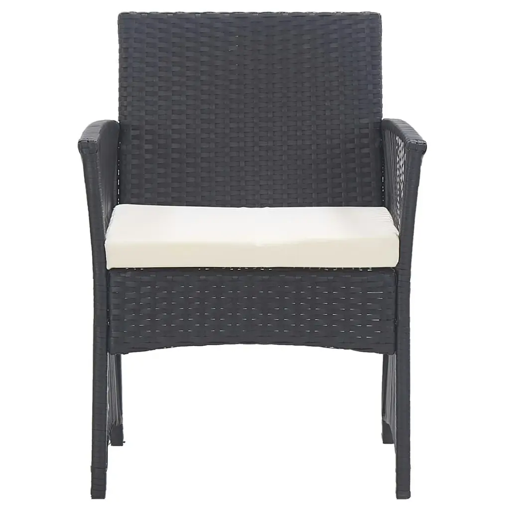 Garden Armchairs with Cushions 2 pcs Black Poly Rattan 363406