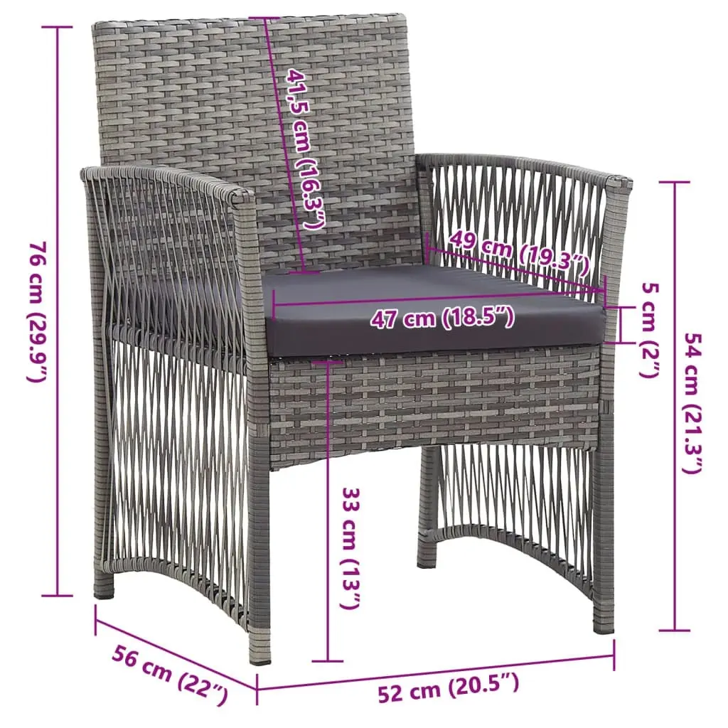 Garden Armchairs with Cushions 2 pcs Grey Poly Rattan 363409