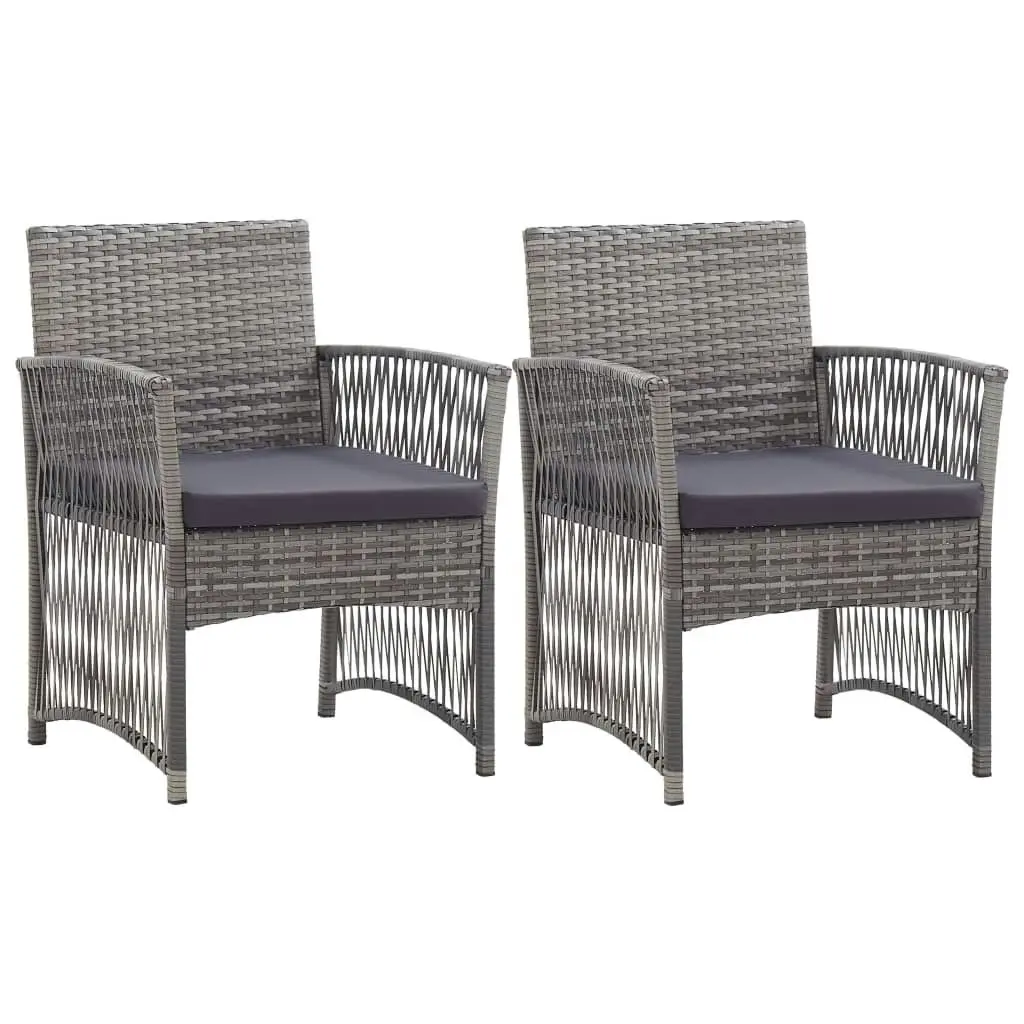 Garden Armchairs with Cushions 2 pcs Grey Poly Rattan 363409