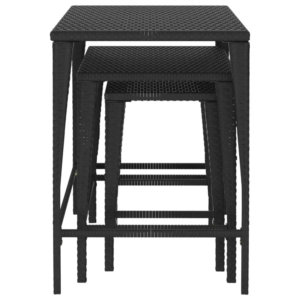 Garden Nesting Tables 3 pcs Black Poly Rattan 3324829