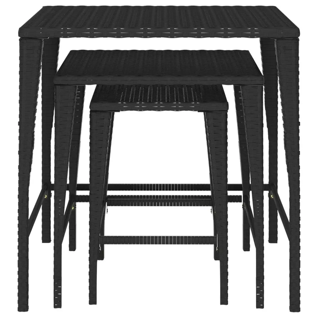 Garden Nesting Tables 3 pcs Black Poly Rattan 3324829