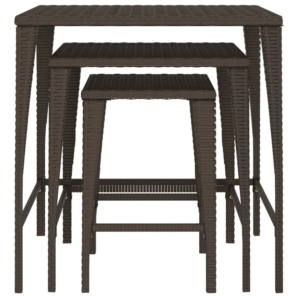 Garden Nesting Tables 3 pcs Brown Poly Rattan 3324830