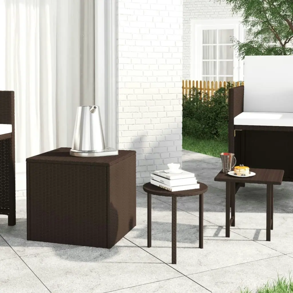 Garden Side Tables 3 pcs Brown Poly Rattan 3324832