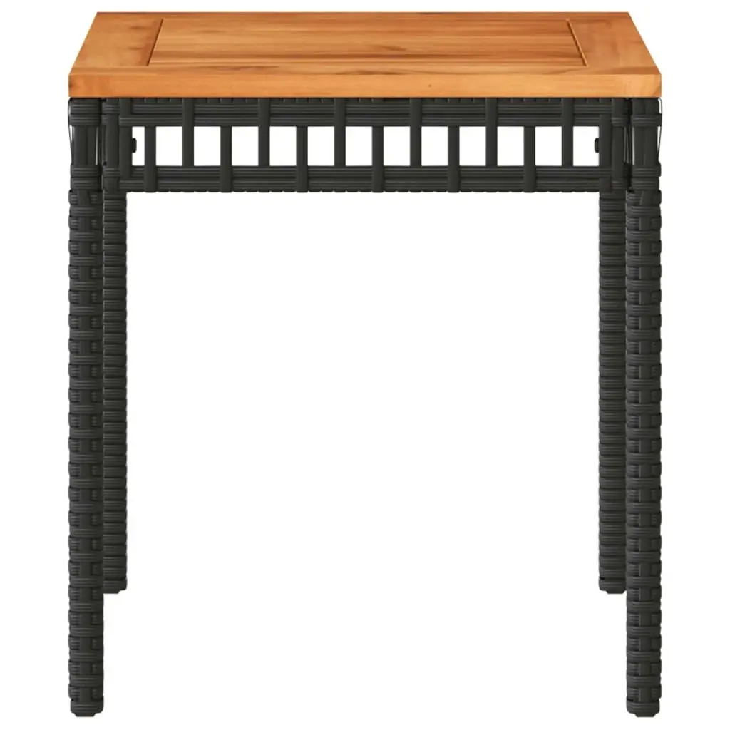 Garden Table Black 38x38x42 cm Poly Rattan Acacia Wood 365864