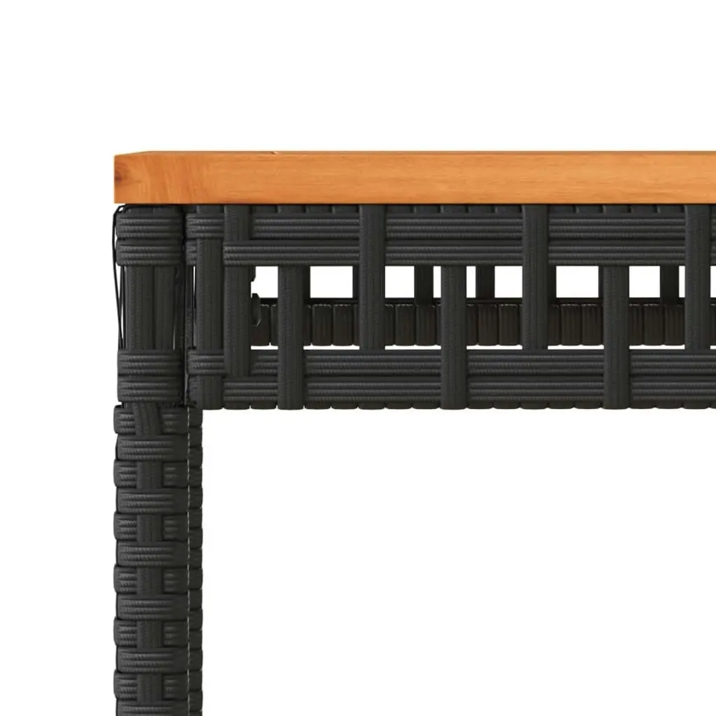 Garden Table Black 38x38x42 cm Poly Rattan Acacia Wood 365864