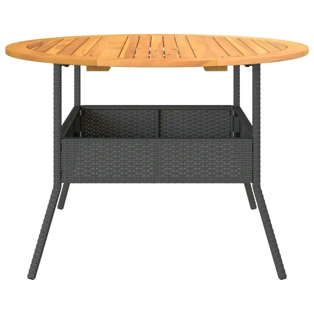 Garden Table with Acacia Wood Top Black ??110x71 cm Poly Rattan 368625