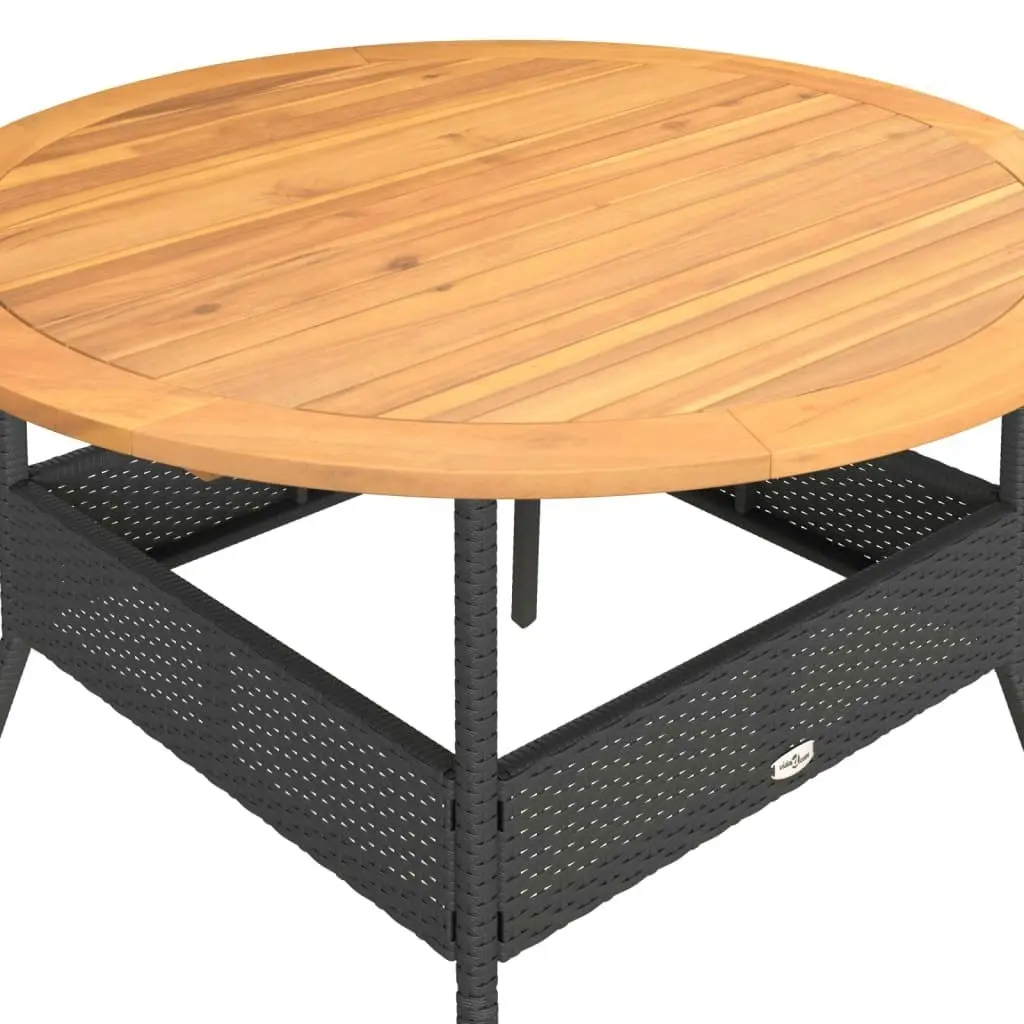 Garden Table with Acacia Wood Top Black ??110x71 cm Poly Rattan 368625